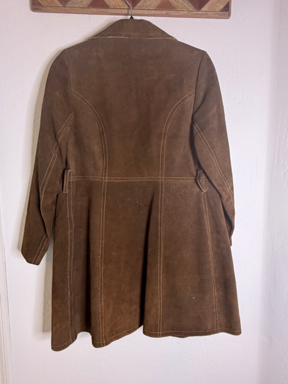 Vintage Brown Suede  Long Coat with Belt Made in Canada - Picture 3 of 10